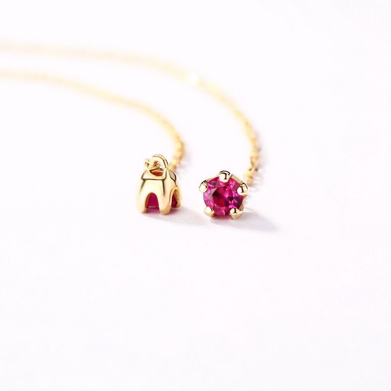 Ladies Tassel Allergy Free Ruby Earrings with 14k Yellow Gold